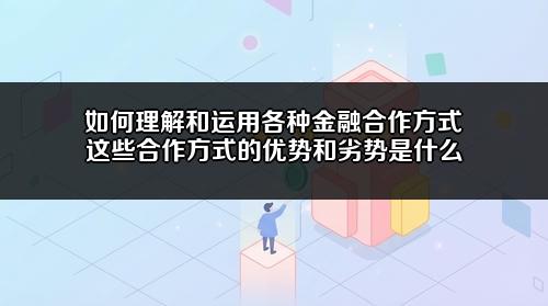 如何理解和运用各种金融合作方式?这些合作方式的优势和劣势是什么?